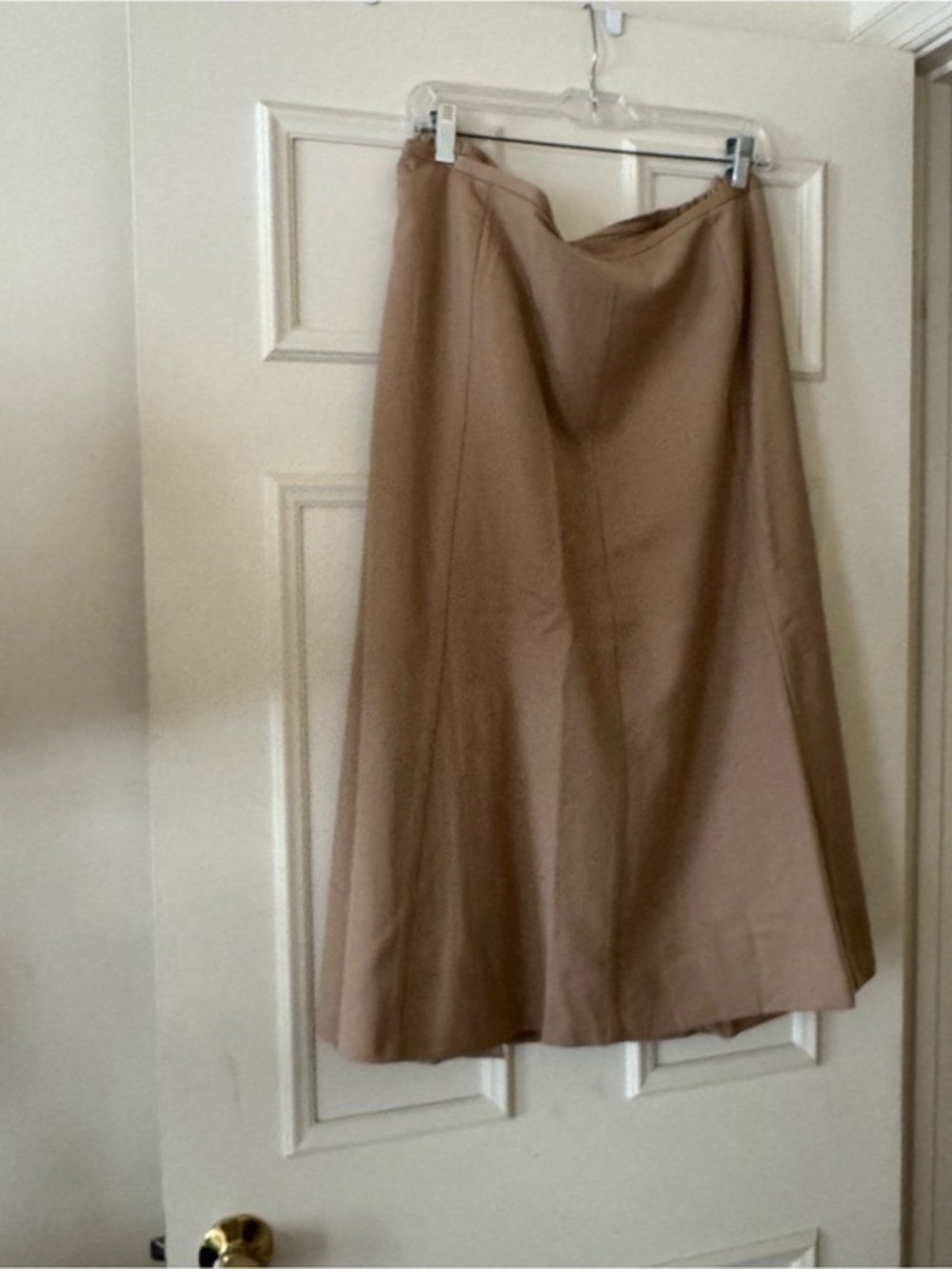 Talbots Womens Petite Classic A-Line Midi Rising  Skirt in Camel Size 22wp
